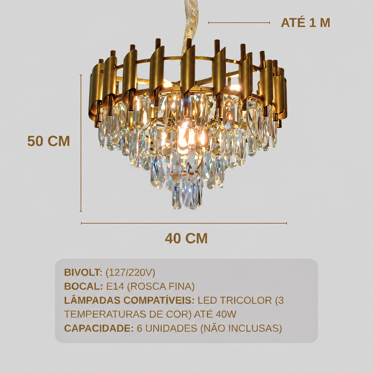 Lustre Pendente Cristal Vana Lunária
