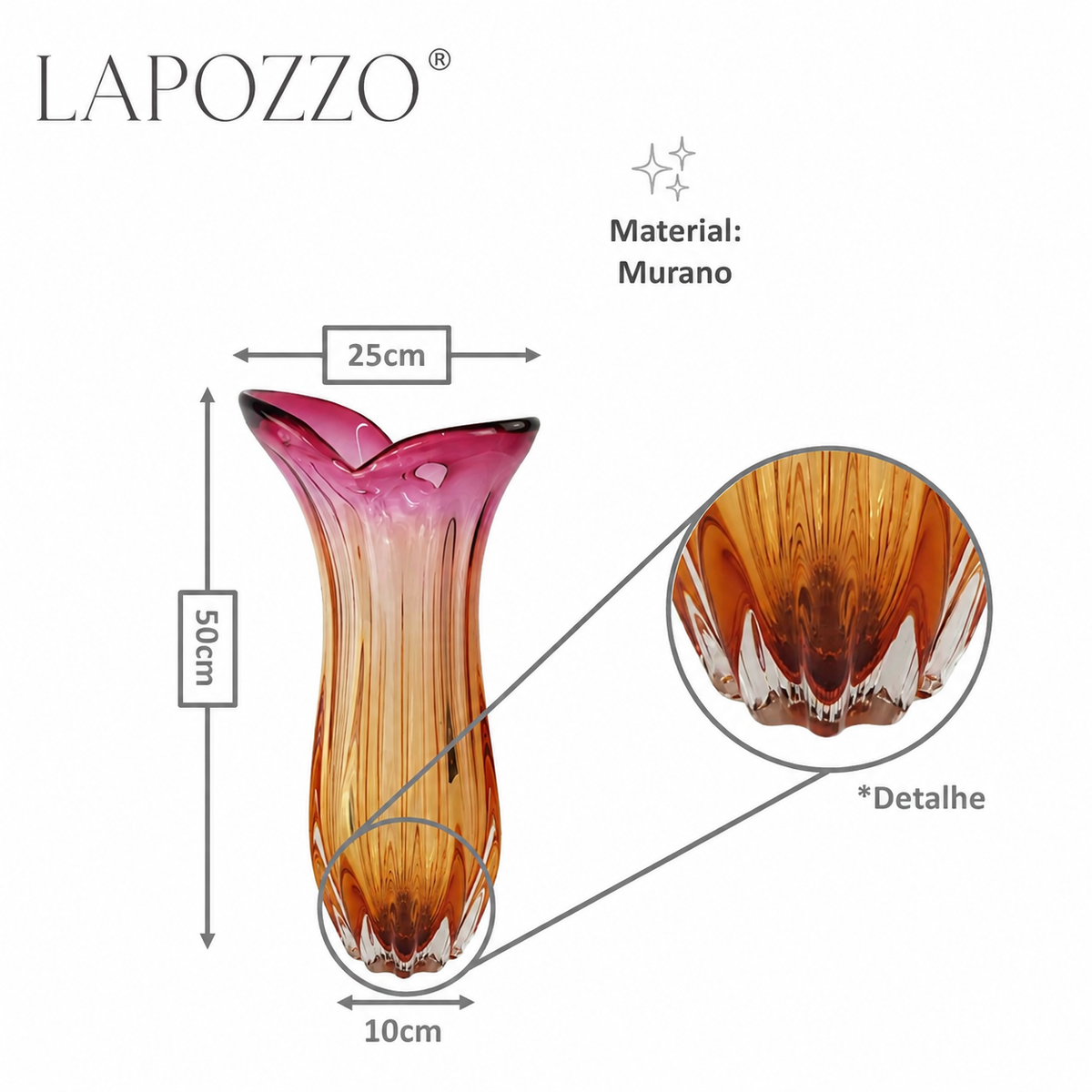 Vaso Murano Moskow Rosa e Âmbar