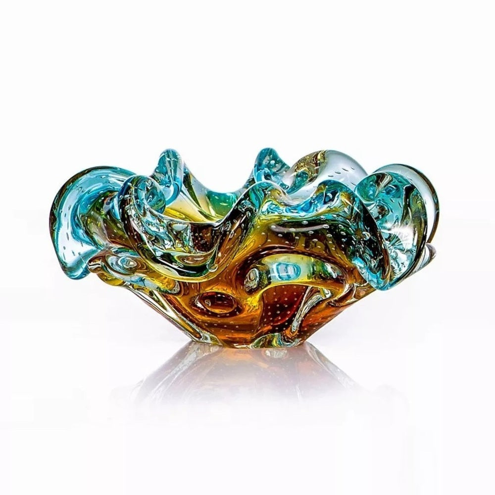 Centro de Mesa Murano Degradê Âmbar com Azul San Martin