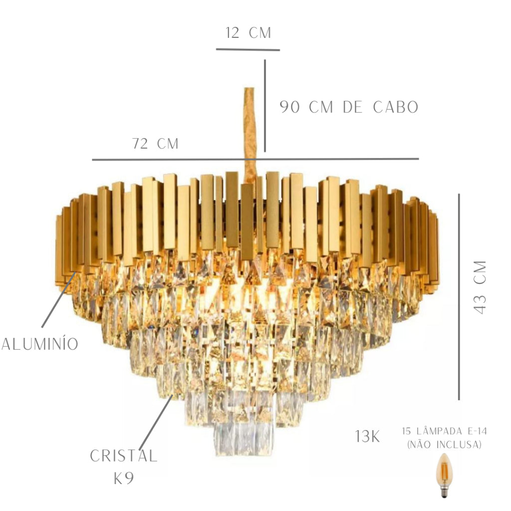 Lustre Pendente Cristal Vana Lunária