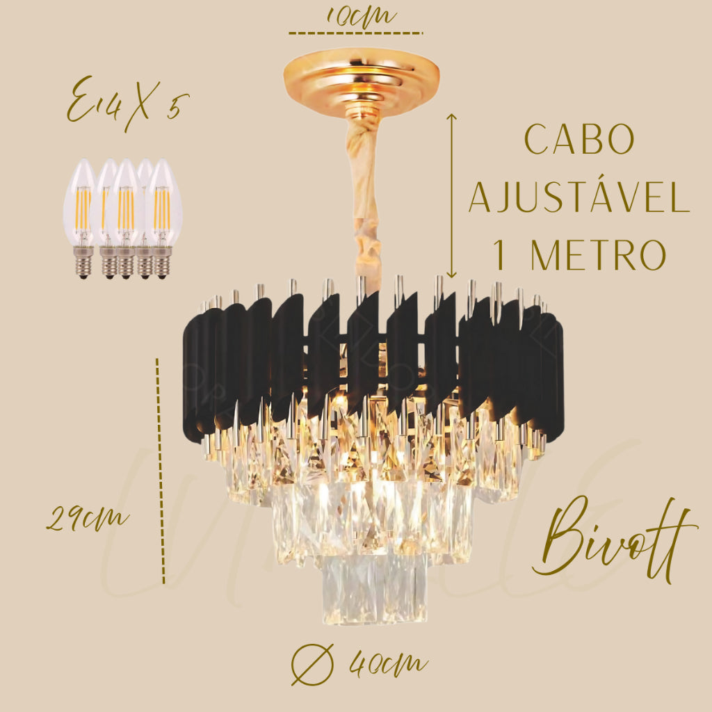 Lustre Pendente Cristal Vana Lunária