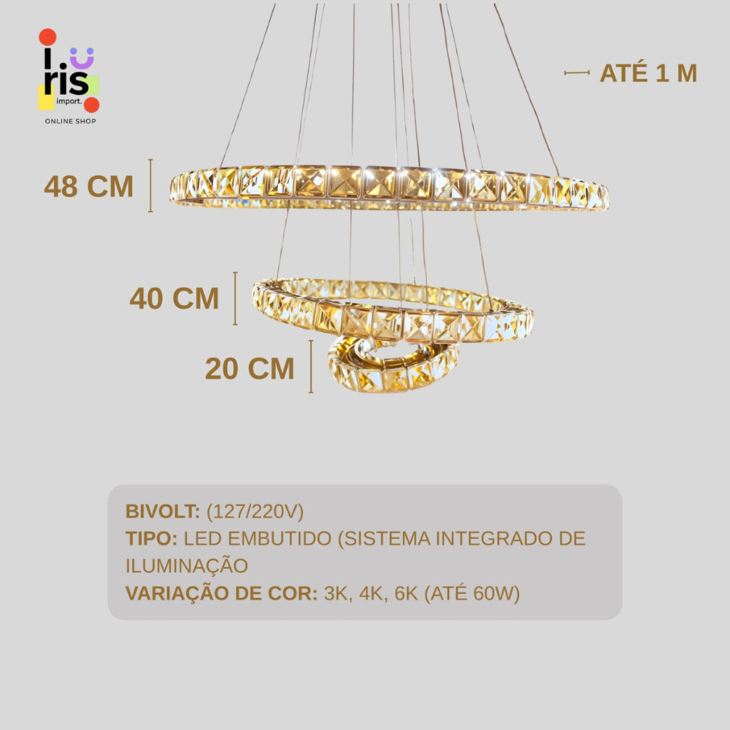 Lustre Pendente Cristal Castellani Lunária