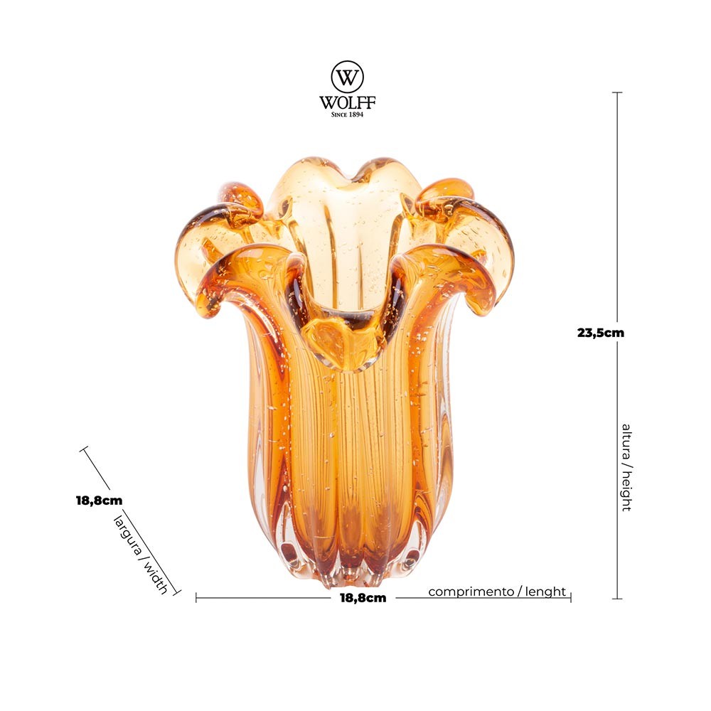 Vaso Murano Italy Âmbar