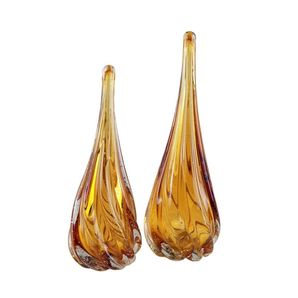 Kit 2  Vasos Gotas Murano Âmbar Lapozzo
