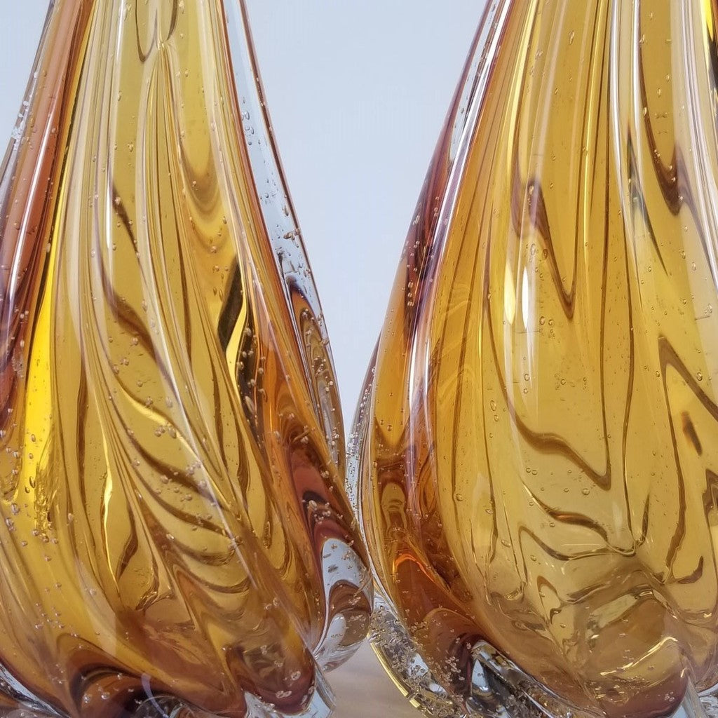 Kit 2  Vasos Gotas Murano Âmbar Lapozzo