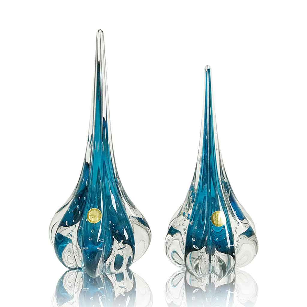 Kit 2 Vasos Gotas Murano Cristal Fênix Italy