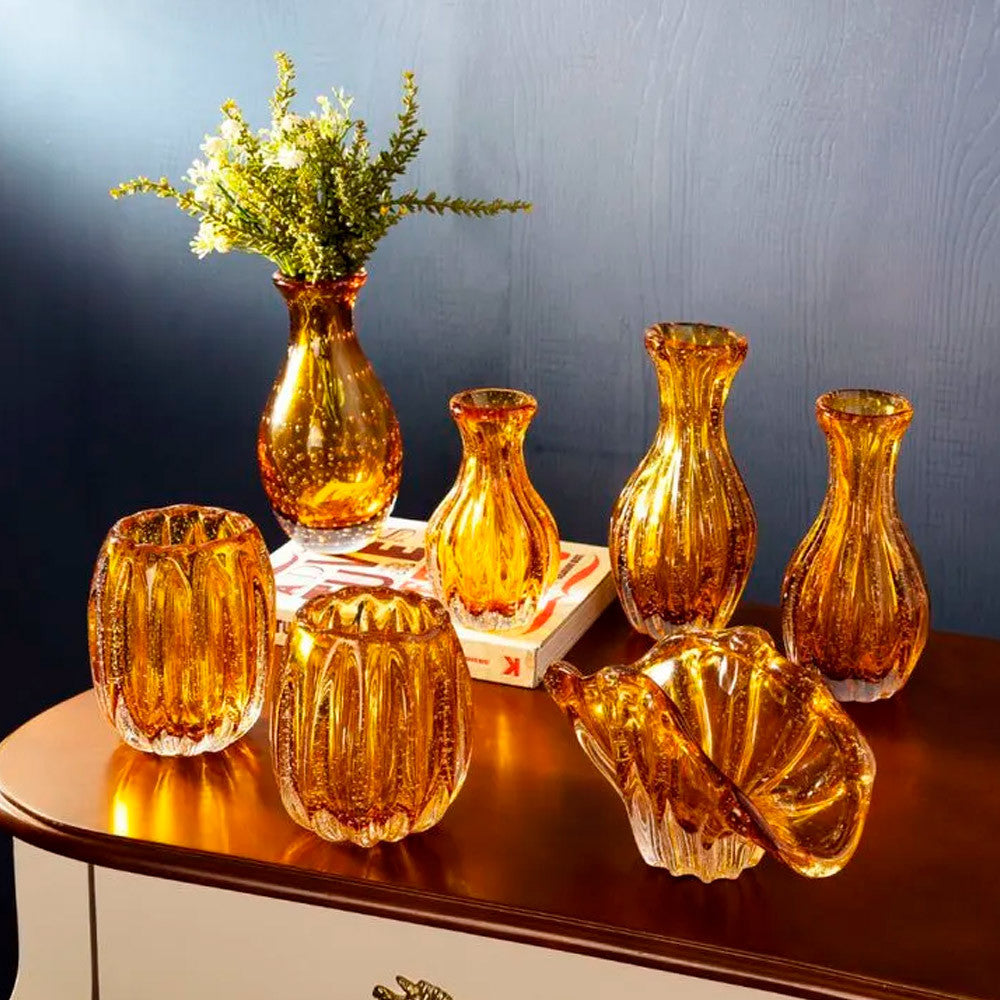Vaso Murano Gevênia Âmbar Laranja